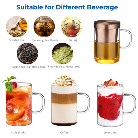 Ecooe: vidrio borosilicato resistente a 180°C para té caliente o frío