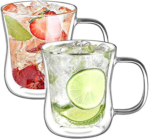 ecooe taza cafe estilo elegante, vidrio doble pared para disfrutar