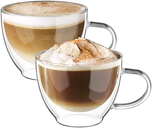 Ecooe: taza cristal doble pared con asa, ideal para café caliente