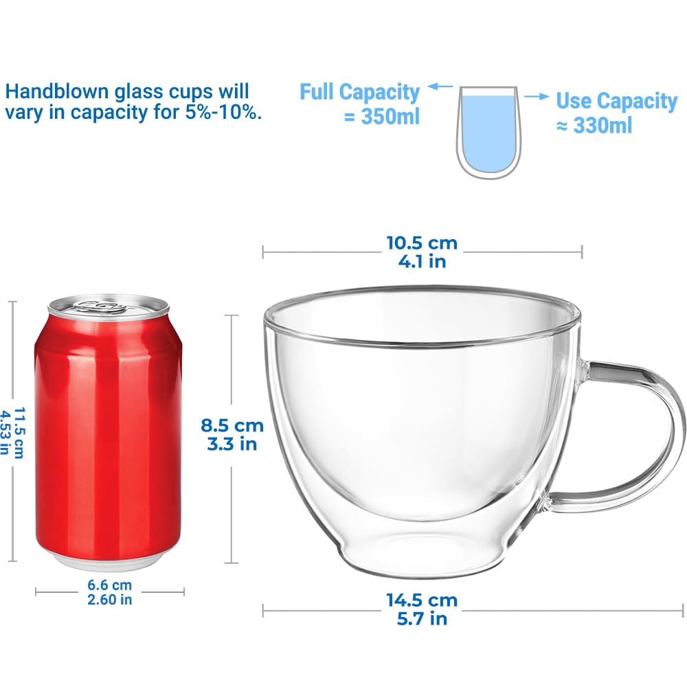 Ecooe: taza cristal doble pared con mango elegante