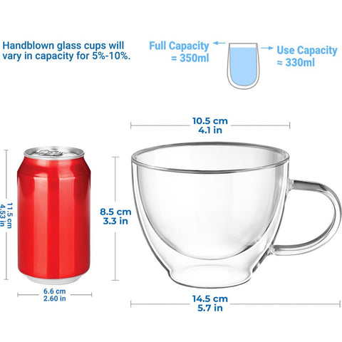 Ecooe: taza cristal doble pared con mango elegante