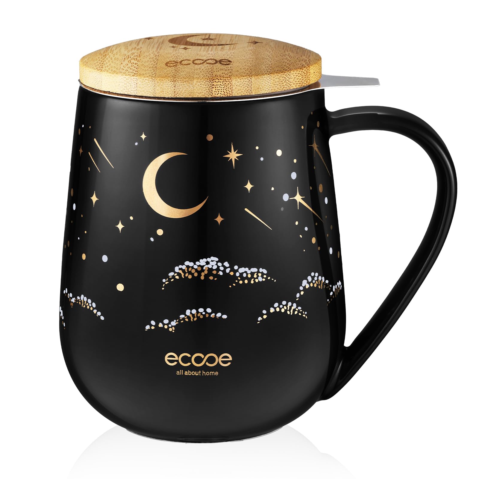 Taza ecooe con infusor de 600 ml, vista frontal para infusiones.