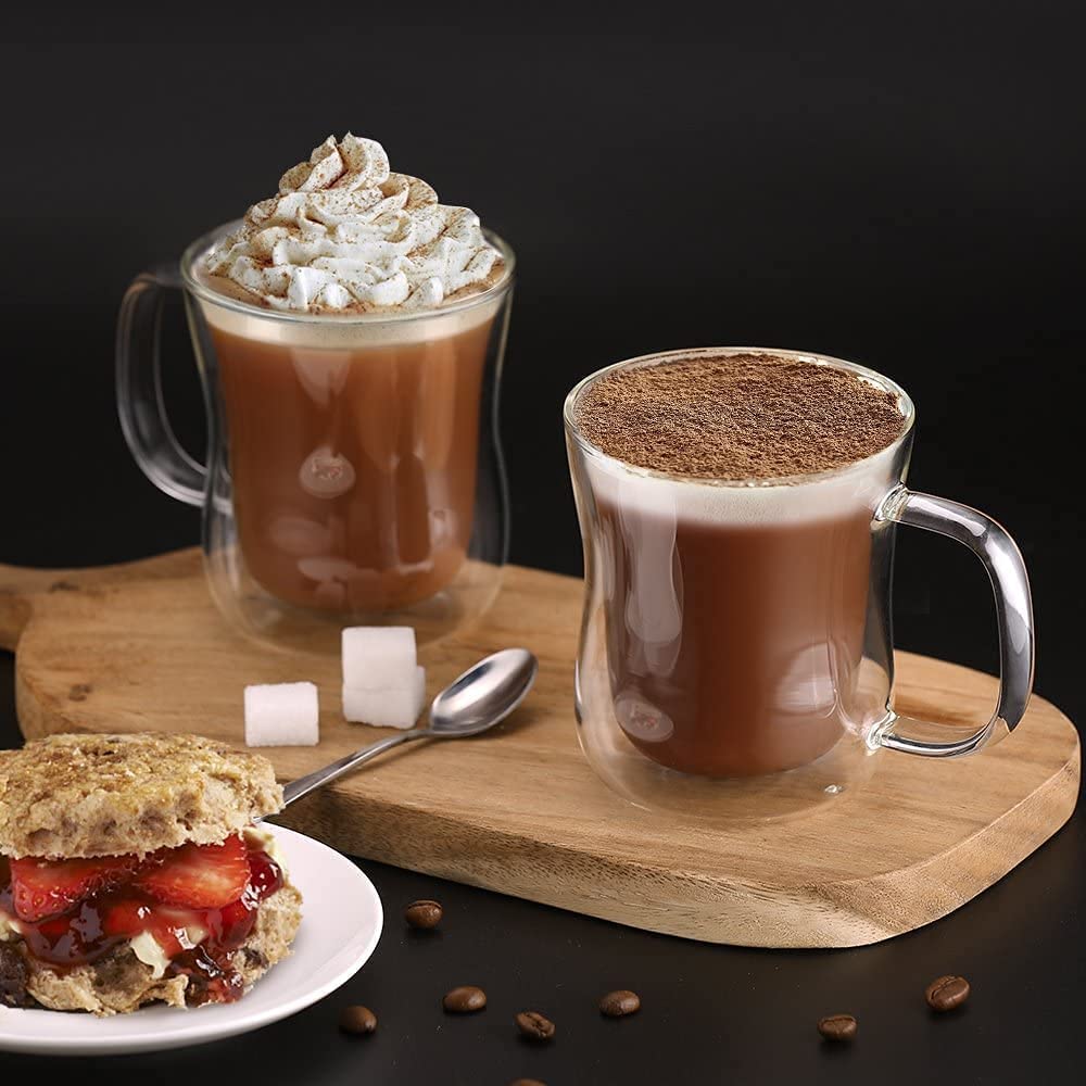 ecooe taza te doble pared, vidrio transparente para infusiones