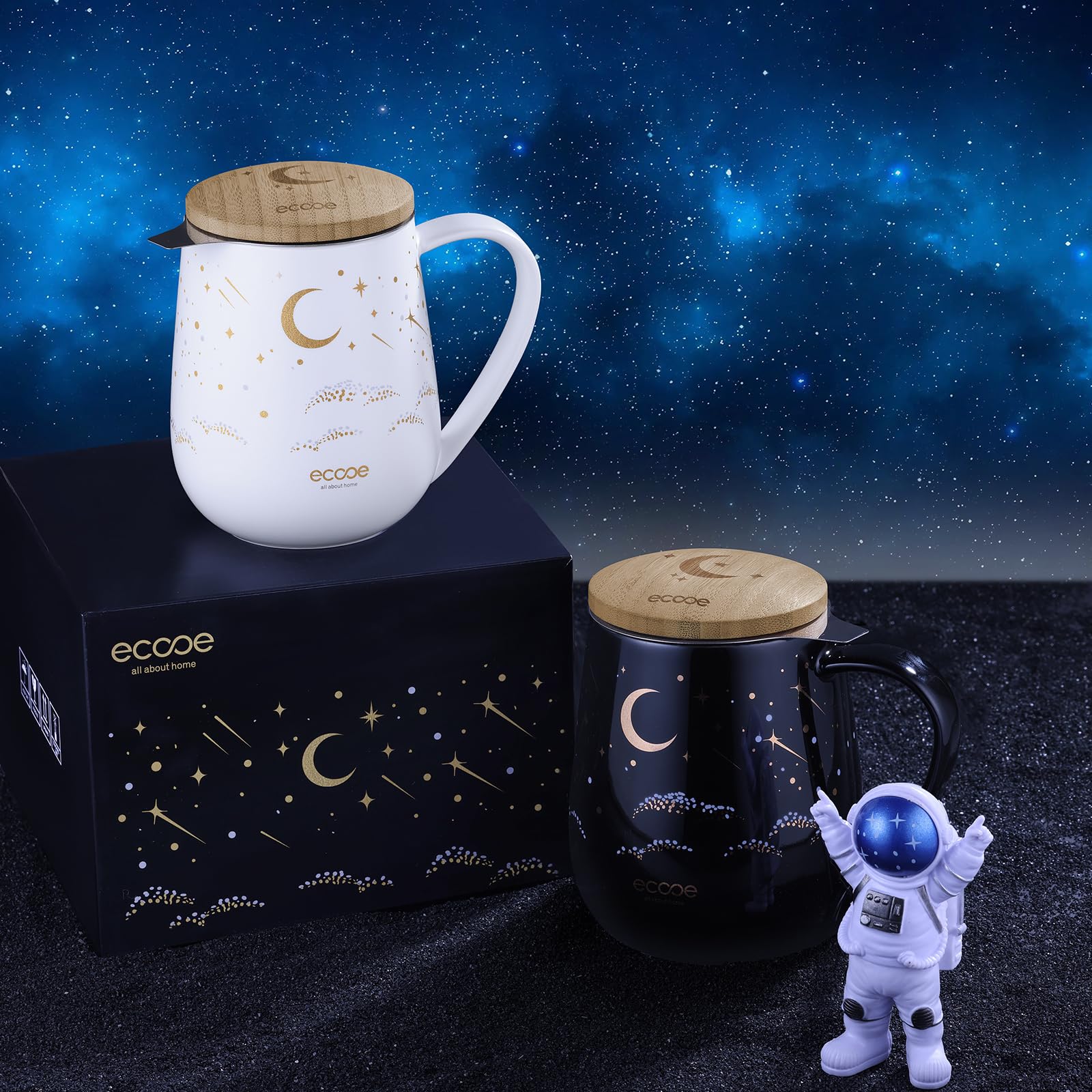 Taza ecooe en uso con té caliente, aroma agradable.