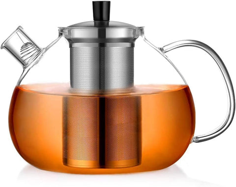 Tetera Ecooe de vidrio 2000 ml con infusor, apta para estufa.