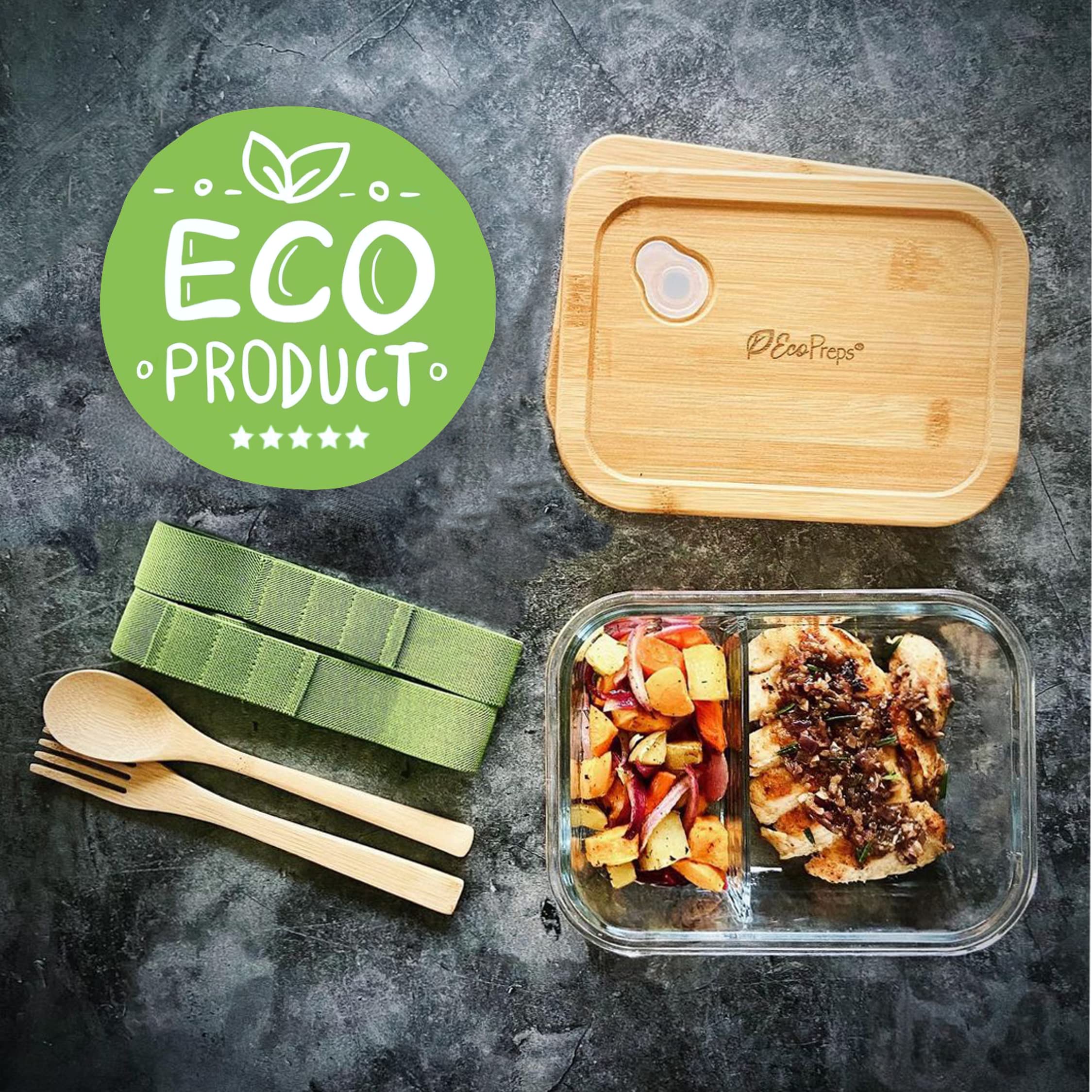 EcoPreps juego de tres recipientes para llevar reutilizables.