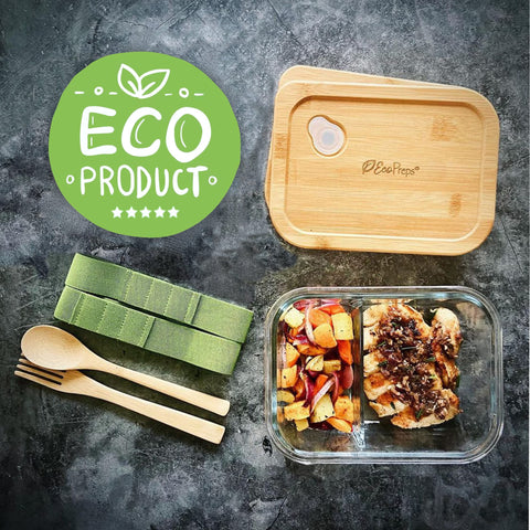 EcoPreps juego de tres recipientes para llevar reutilizables.