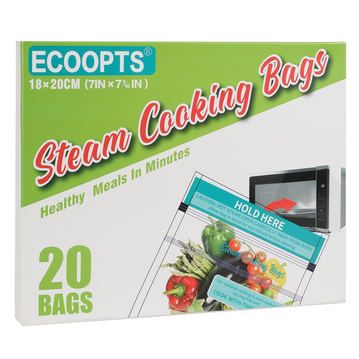 ECOOPTS bolsa de vapor para verduras, cocción rápida y saludable