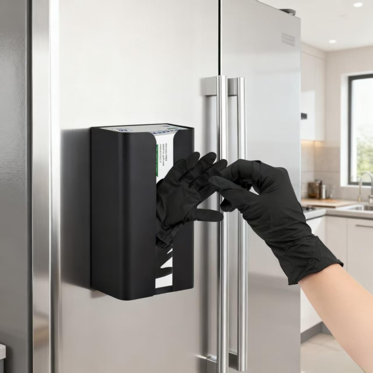 Dispensador con dimensiones compactas 9.45 x 5.04 x 3.31 pulgadas.