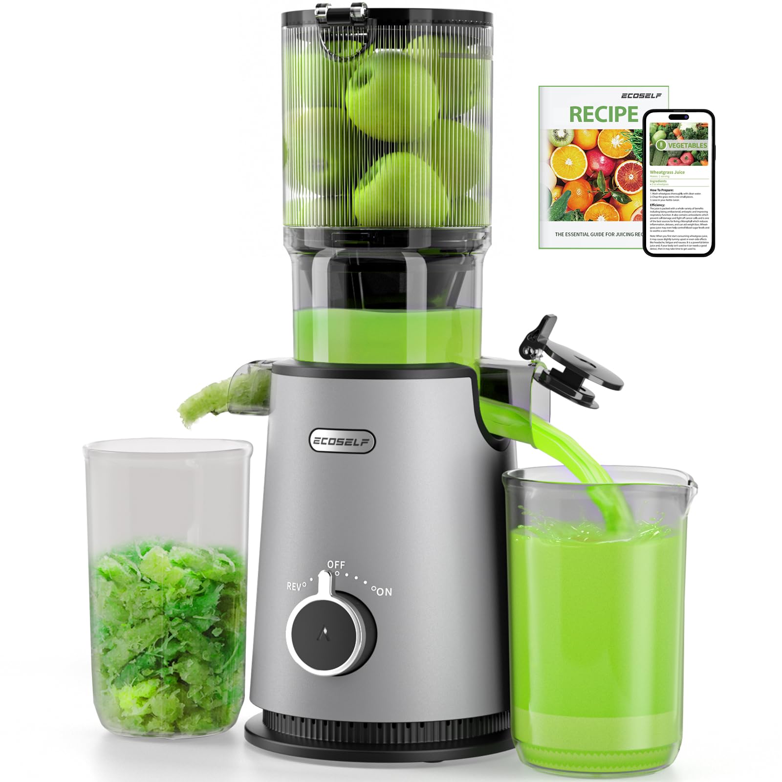 ECOSELF, boca ancha, facilita jugos de frutas enteras sin precortes