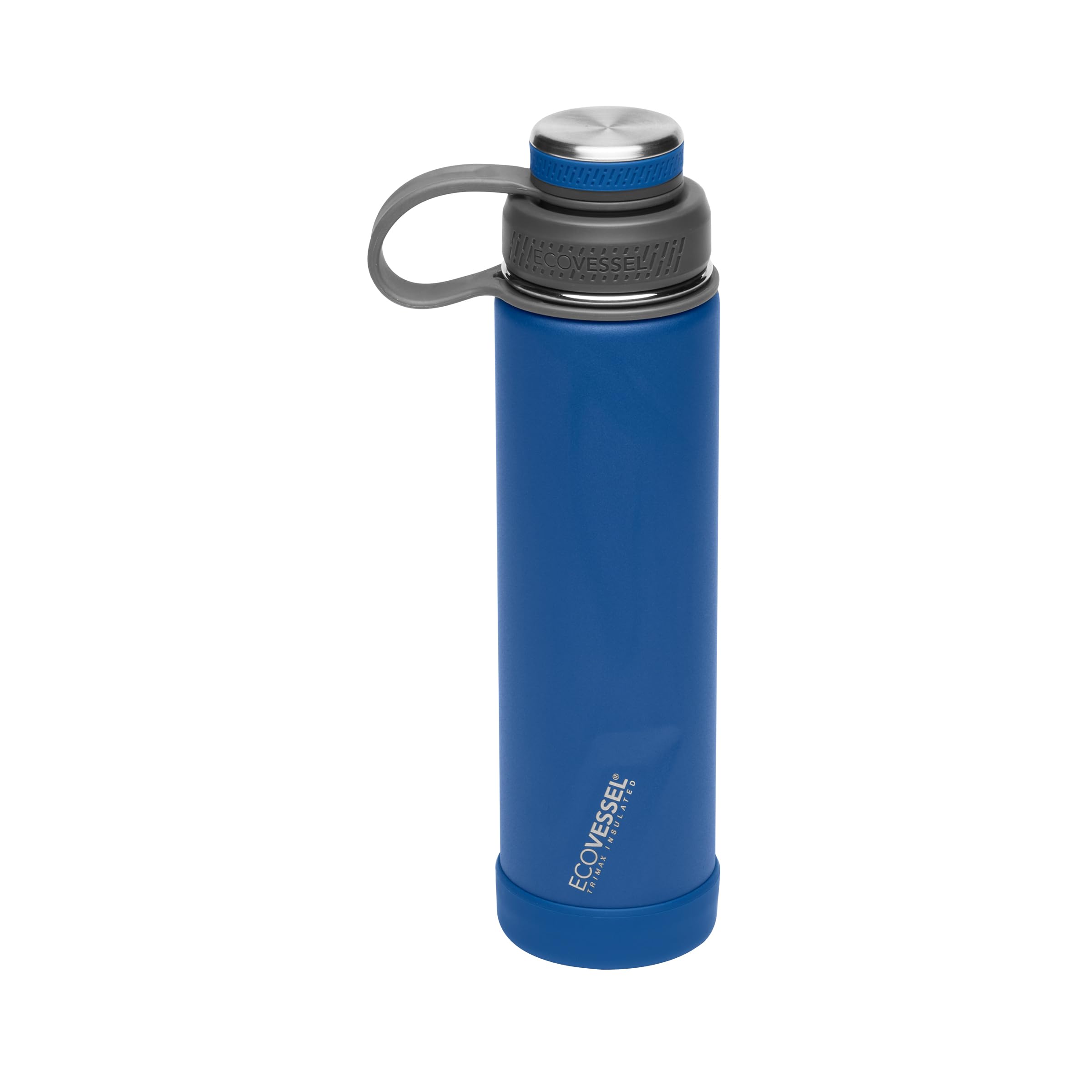EcoVessel botella de acero inoxidable con tapa doble para mantener bebidas a temperatura adecuada.