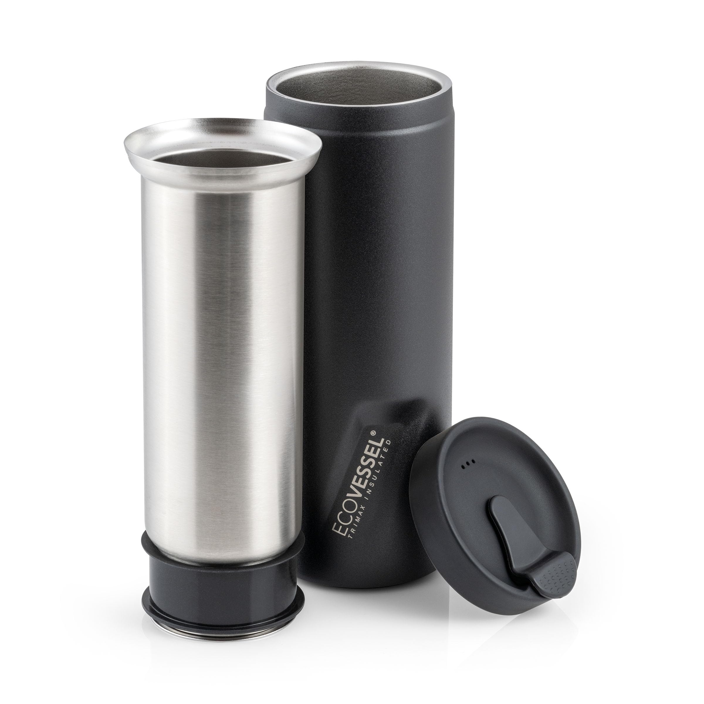 EcoVessel Travel French Press portátil para café fresco en cualquier lugar.