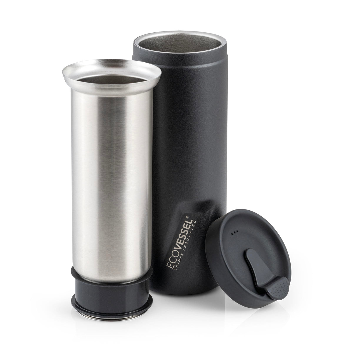 EcoVessel Travel French Press portátil para café fresco en cualquier lugar.