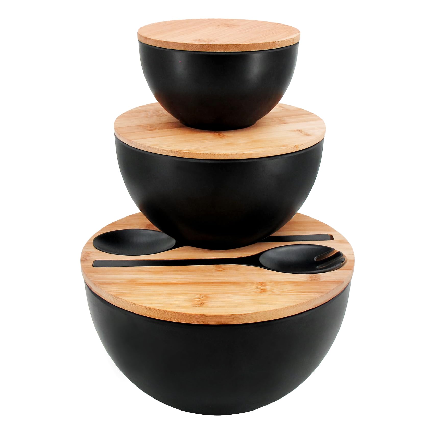 ECOWAY ensaladeras set de 3 con tapas y utensilios para servir ensaladas