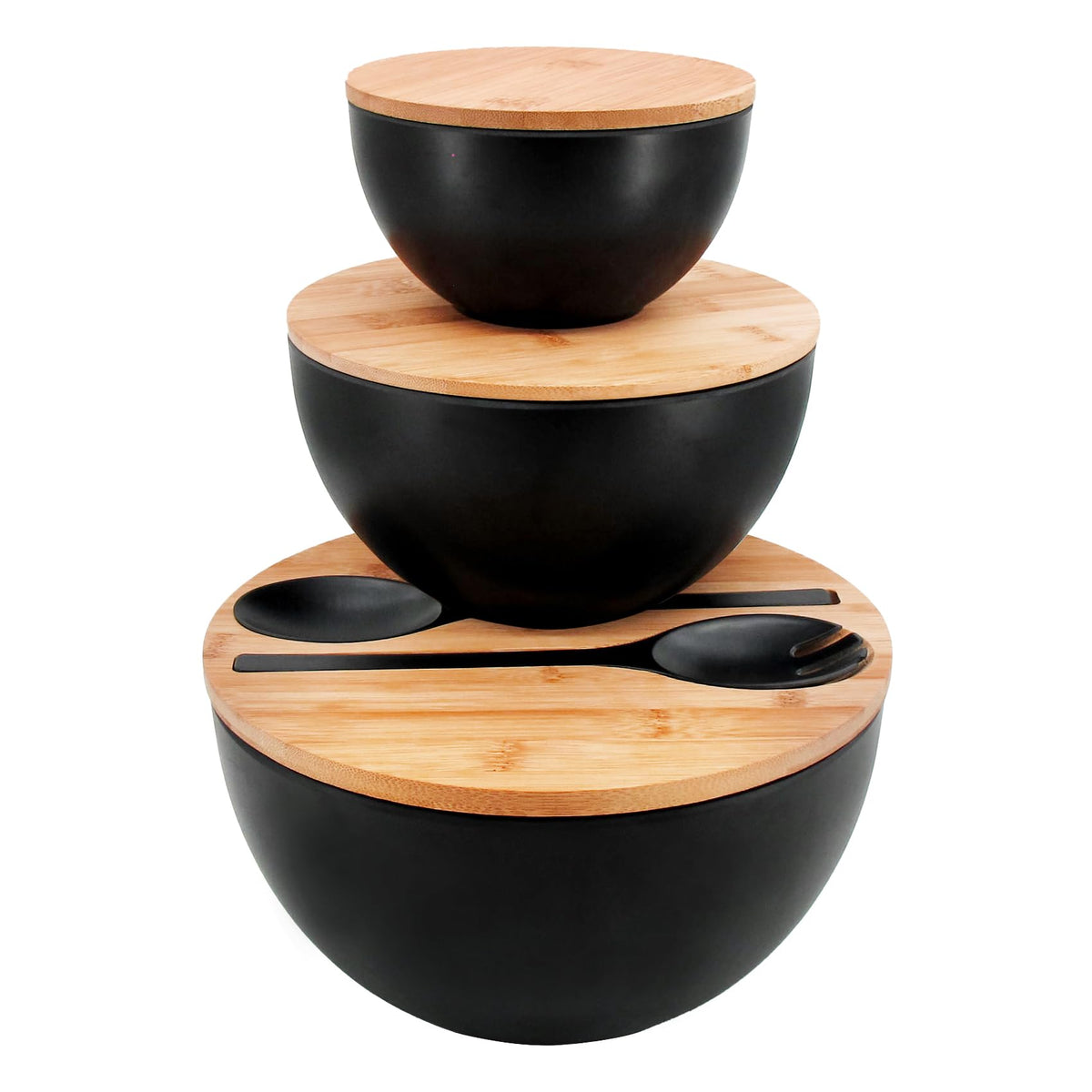 ECOWAY ensaladeras set de 3 con tapas y utensilios para servir ensaladas