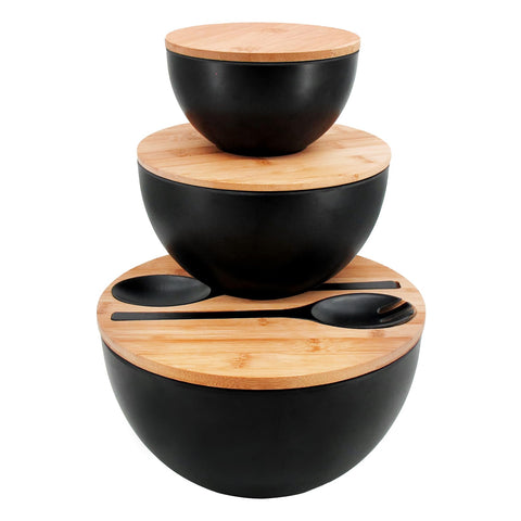 ECOWAY ensaladeras set de 3 con tapas y utensilios para servir ensaladas
