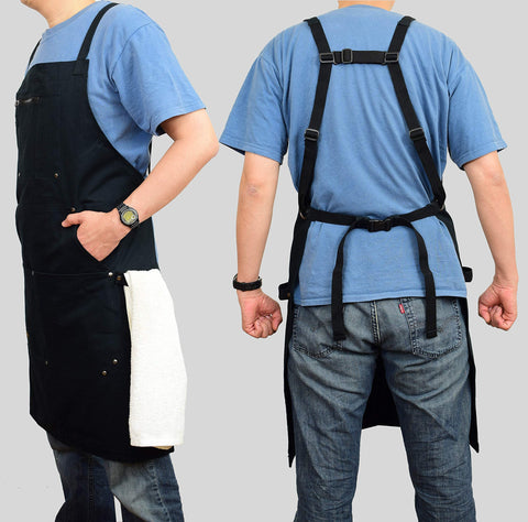 ecoZen Lifestyle delantal de chef con bolsillo para teléfono seguro durante la preparación culinaria.