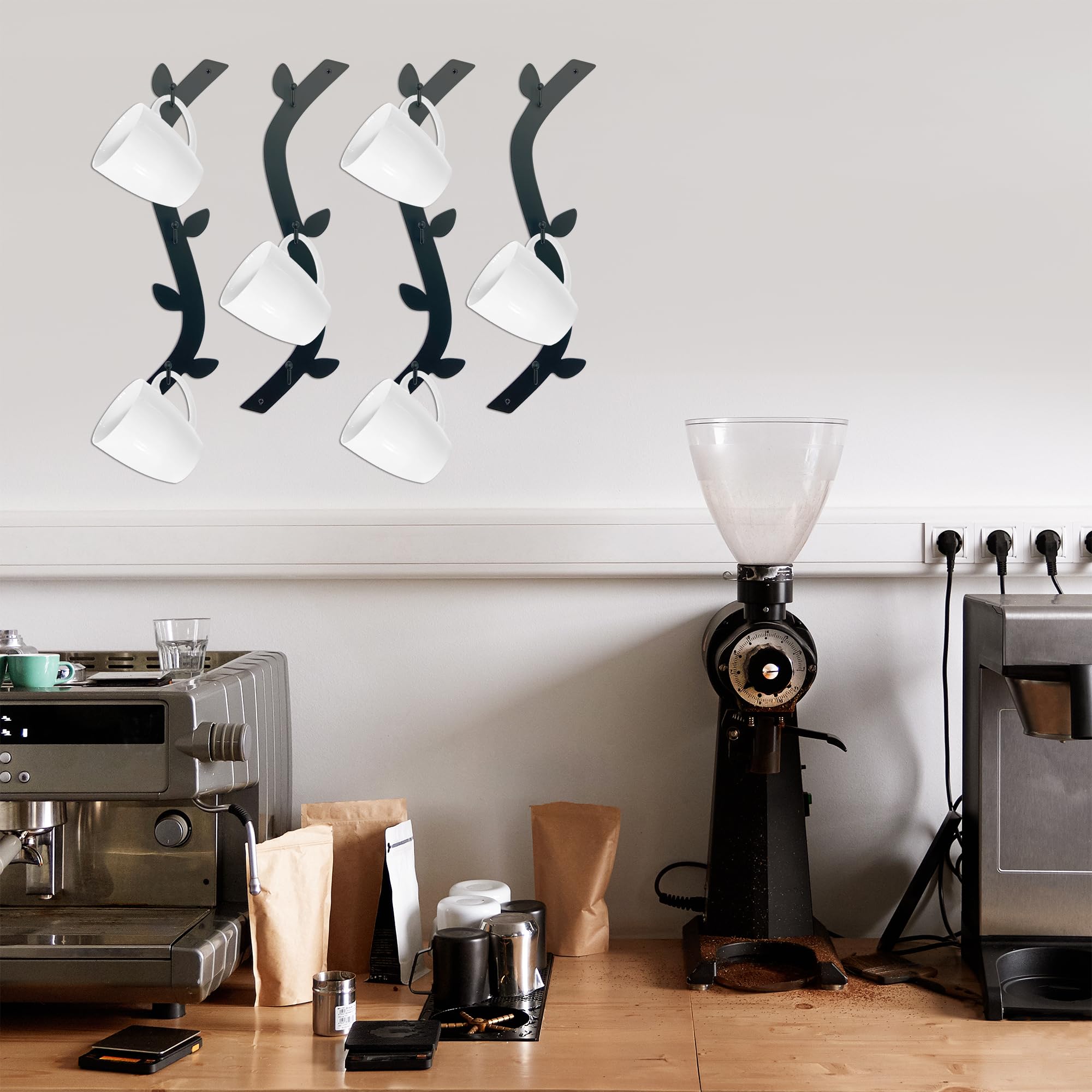 Ecqizer Arbol porta tazas pared: cuelga tazas con estilo y acceso rápido.