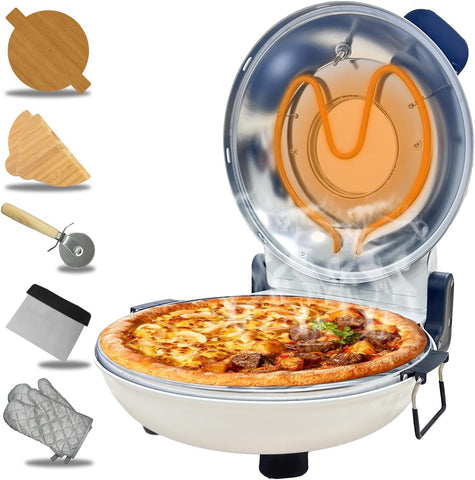 ECUMFFY Horno de pizza interior de 12 pulgadas con ventana de control de cocción