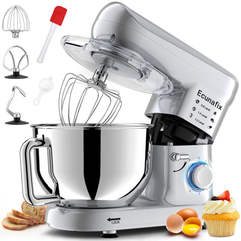 Ecunafix batidora de pie 660W, potencia para masas densas y mezclas suaves.