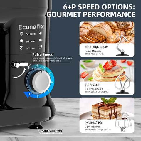 Ecunafix Gancho para amasar, ideal para pan y masa espesa.