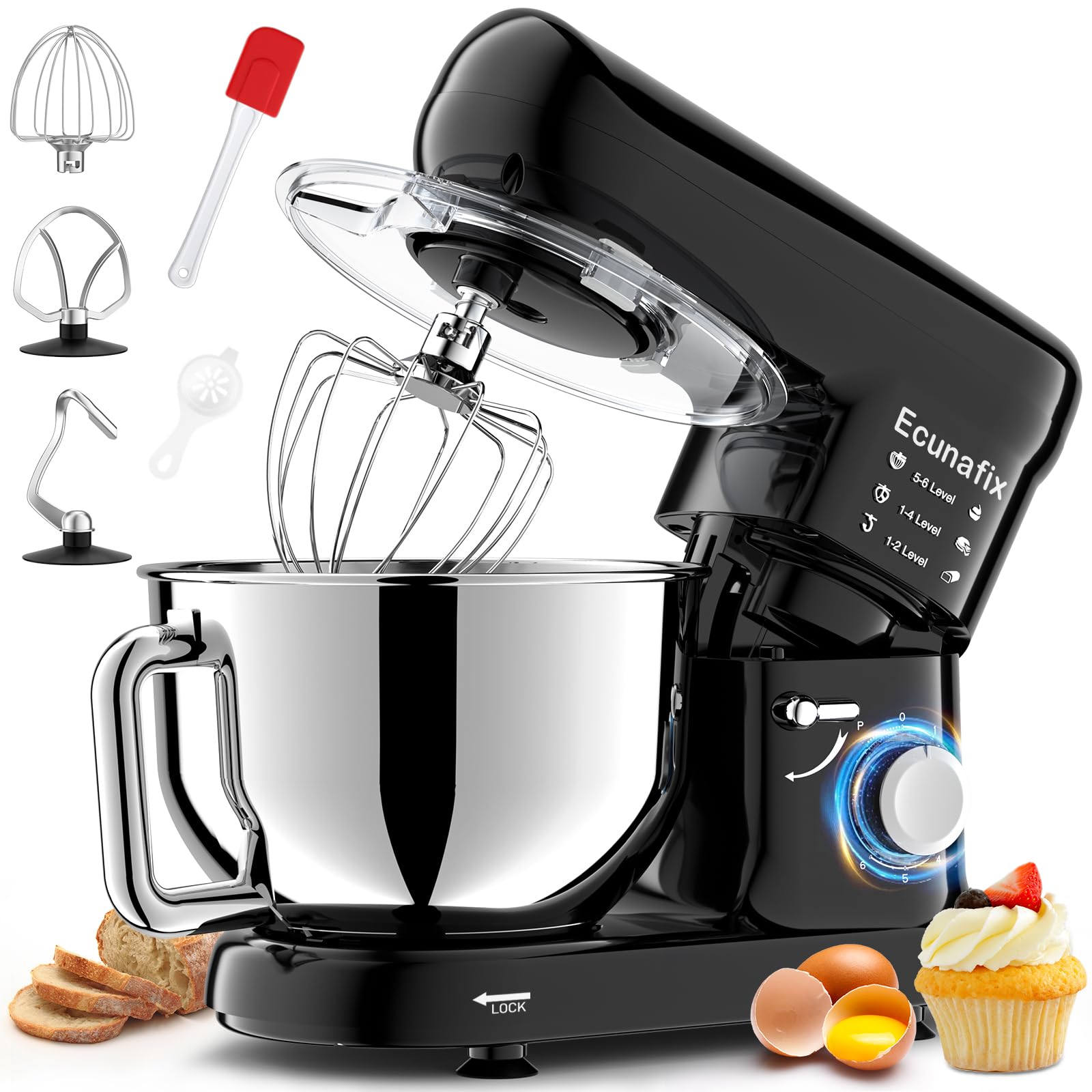 Ecunafix Mezcladora de pie con gran capacidad para masas y recetas.