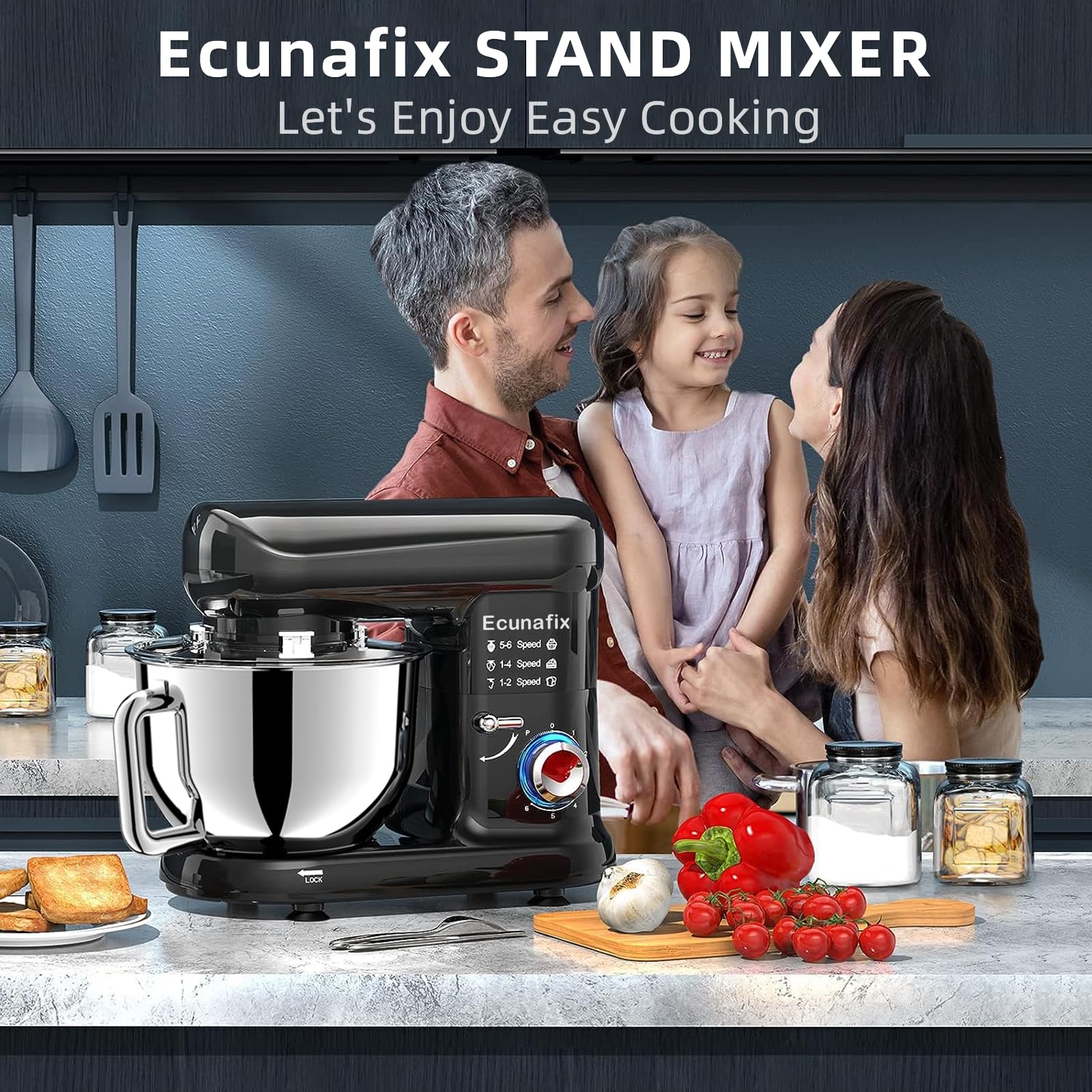 Ecunafix Tapa transparente evita salpicaduras durante mezclar.