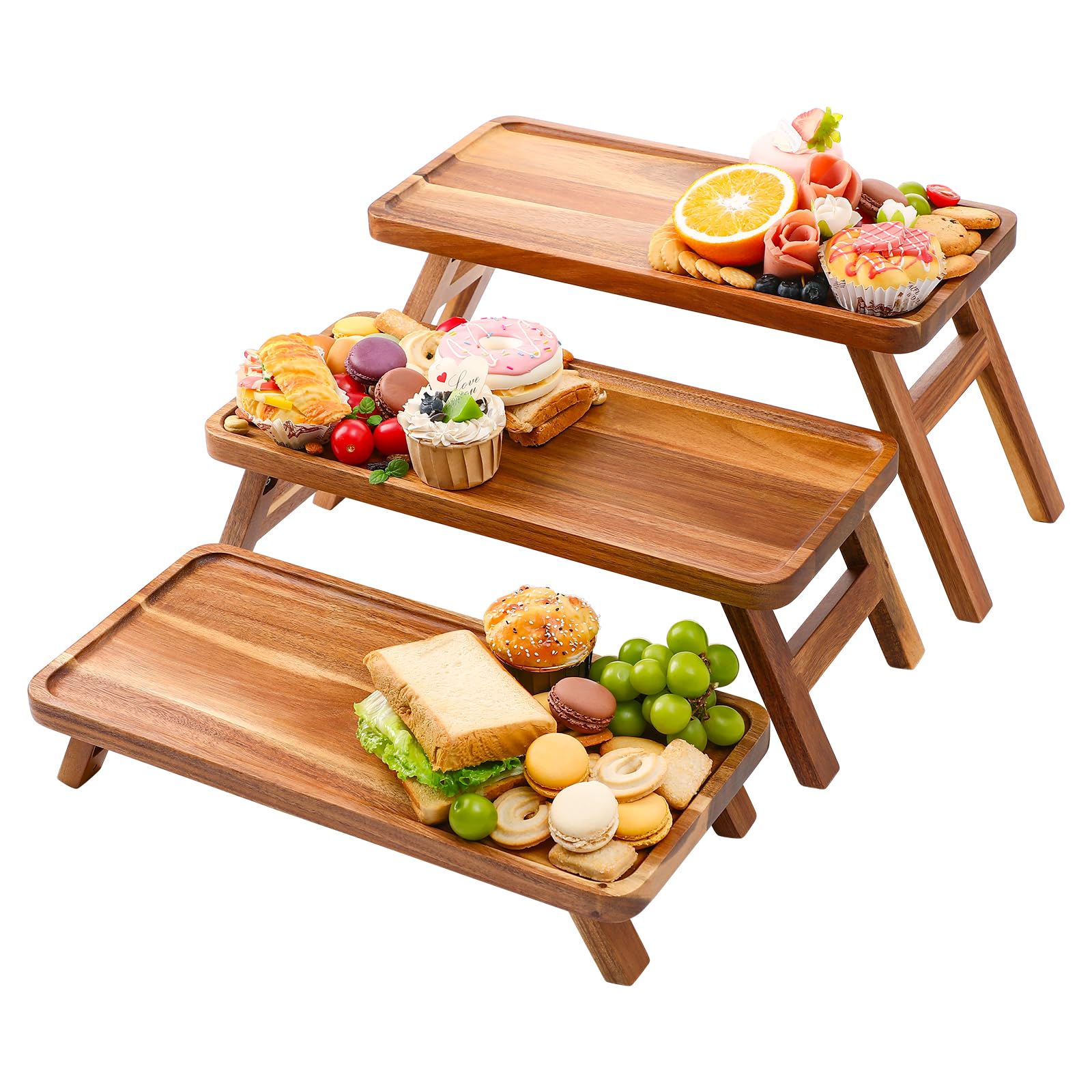 Bandeja ECWAY de 3 niveles para postres, ideal para exhibir dulces.