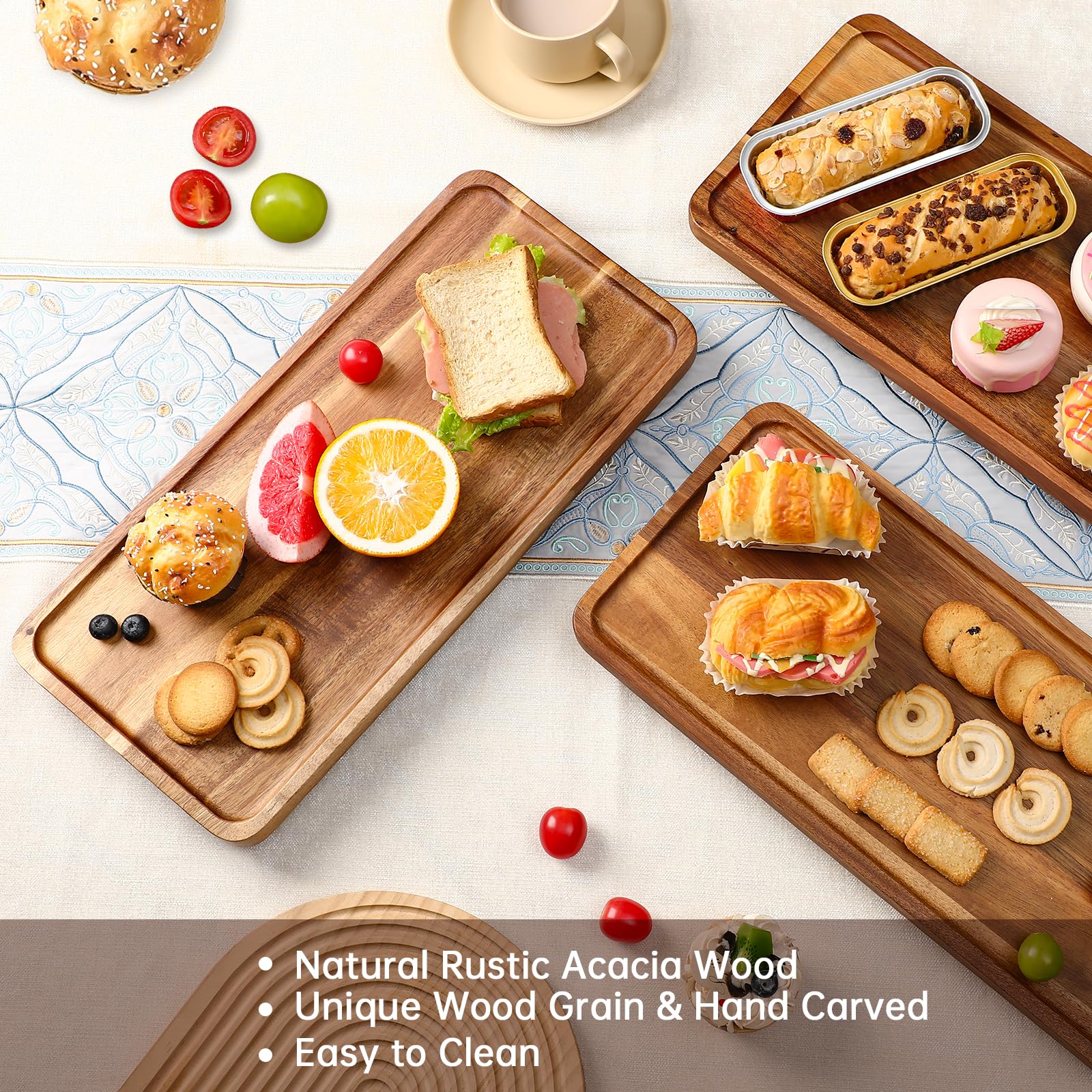 ECWAY charcutería de 3 niveles, platillos de madera para quesos y aperitivos.