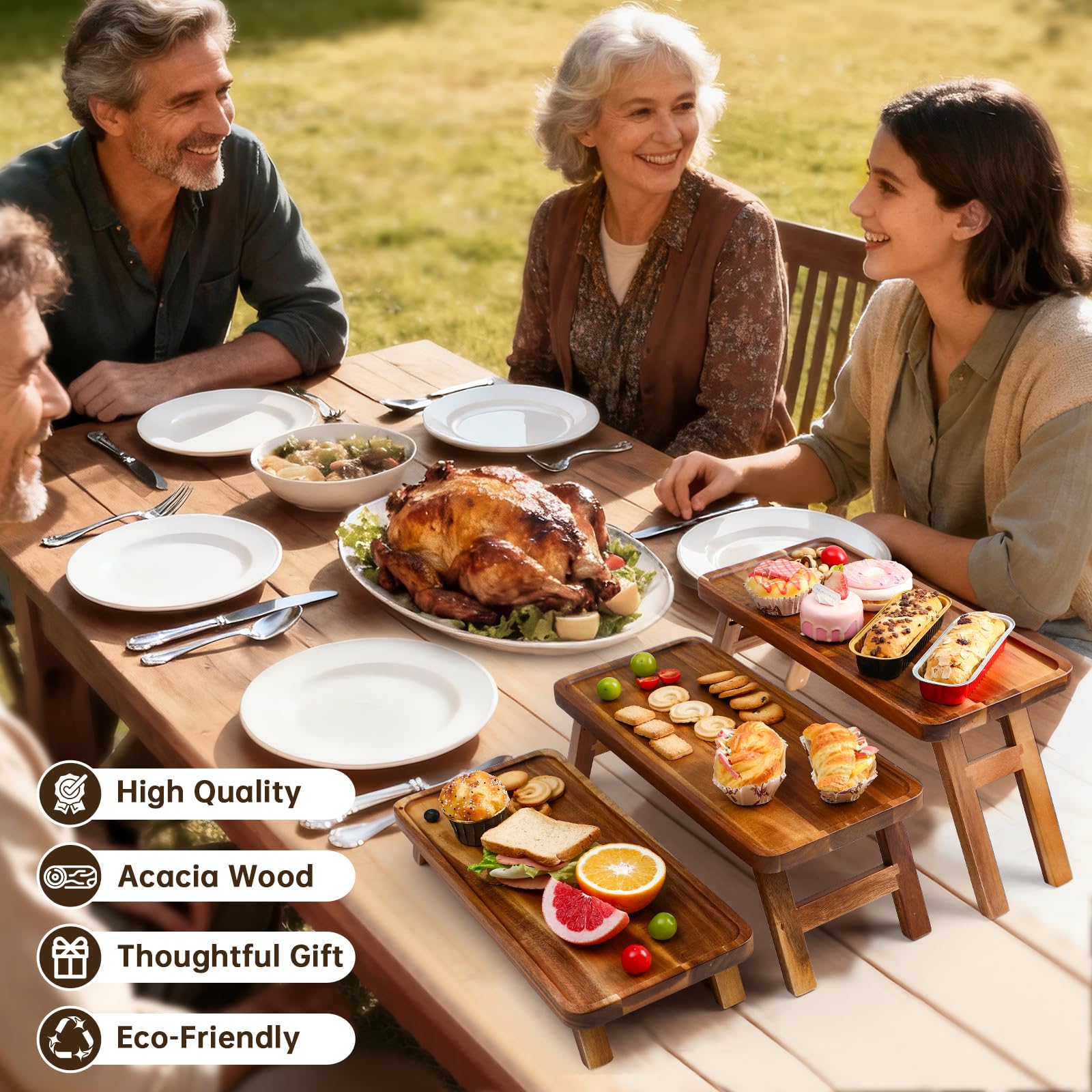 ECWAY platillos de quesos y aperitivos en triple nivel para eventos.