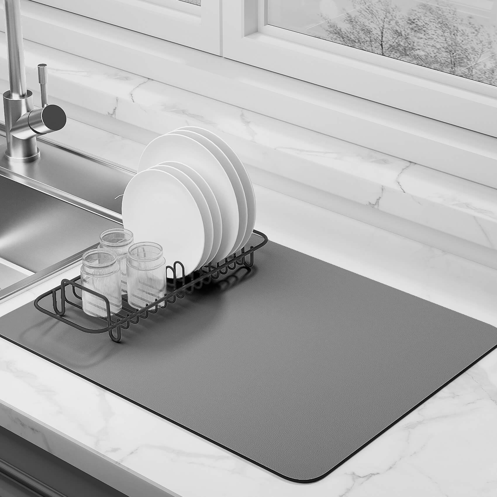 EDC-BFYOU Alfombra secado platos absorbente para vajilla, mantiene la encimera seca.