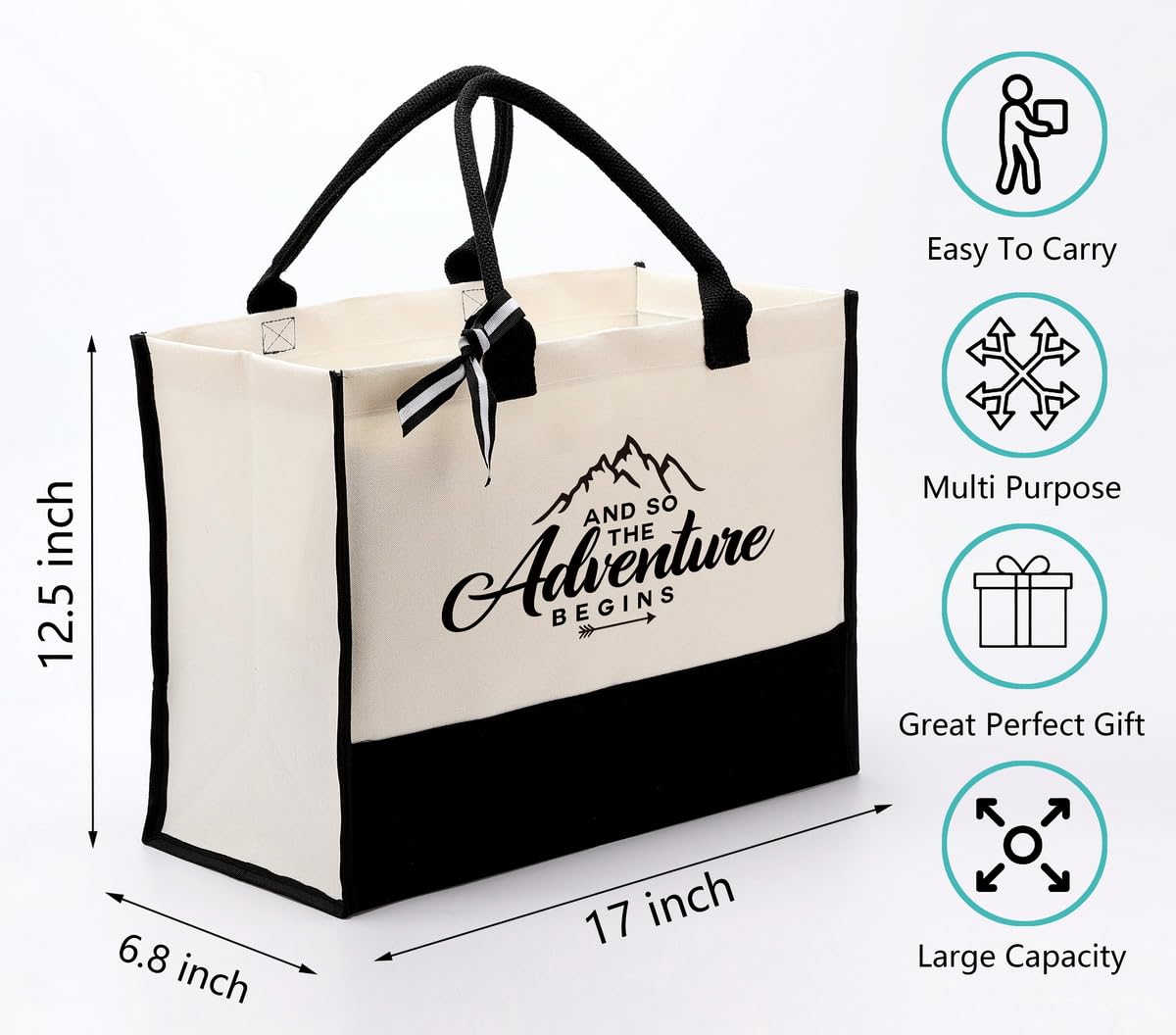 EDCTO bolso canvas, uso para picnic y compras, combina estilo y sostenibilidad.