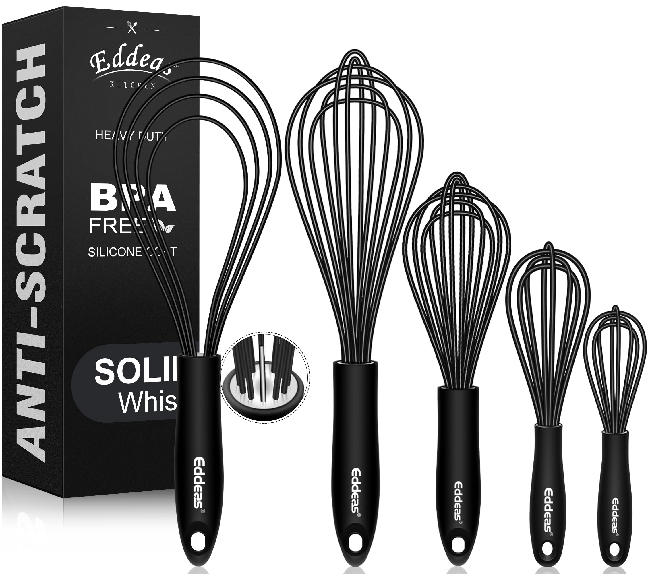 Eddeas batidor de silicona globo 5 pulgadas, ideal para huevos sin rayar superficies