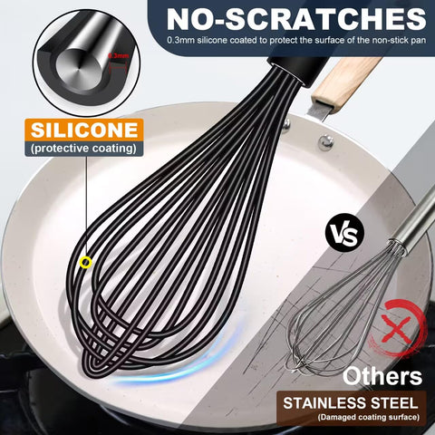 Eddeas batidor globo silicona 7 pulgadas, mezcla suave para postres