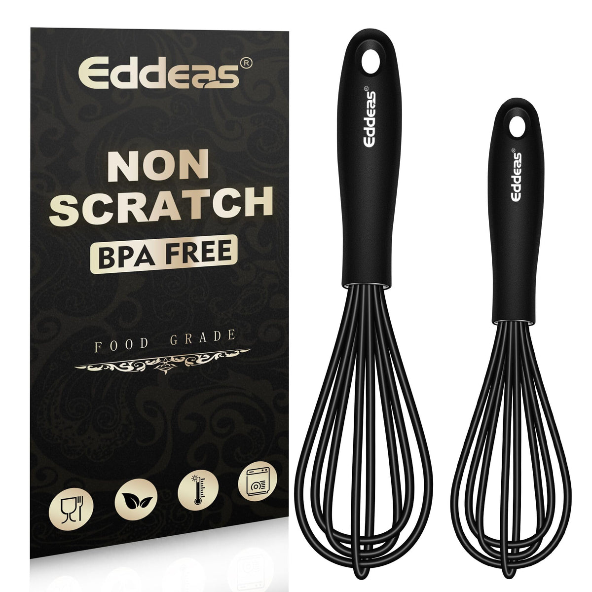 Eddeas batidor mini silicona 5.5 pulgadas para sartenes antiadherentes, evita rayones