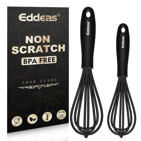 Eddeas batidor mini silicona 5.5 pulgadas para sartenes antiadherentes, evita rayones