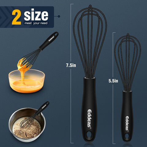 Eddeas batidor mini silicona 7.5 pulgadas para mezclas rápidas en cazos pequeños