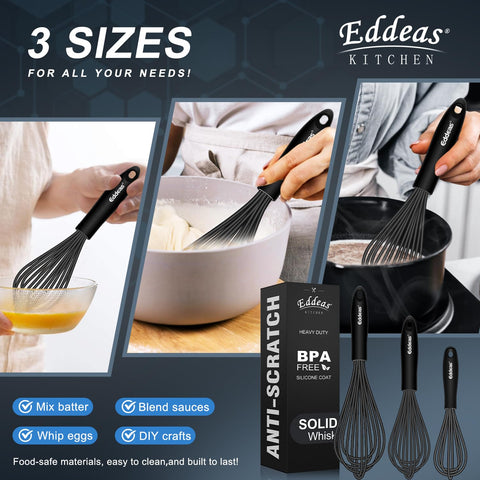 Eddeas batidora para sartenes antiadherentes, ideal para mezclar crema y huevos.