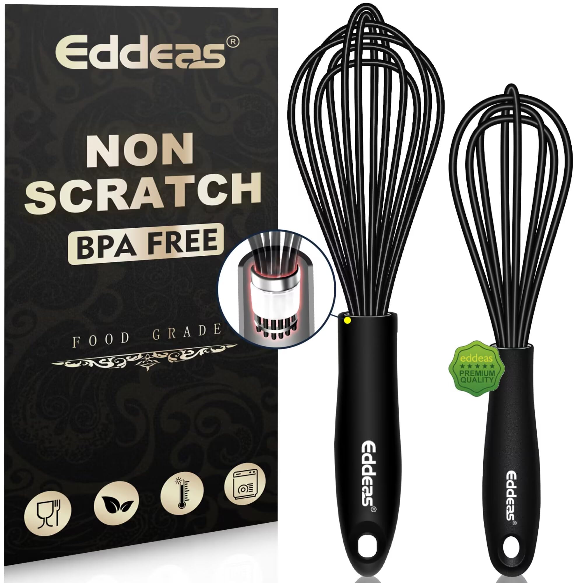 Batidora Eddeas de silicona mini, 7 pulgadas, protege sartenes antiadherentes durante batidos.