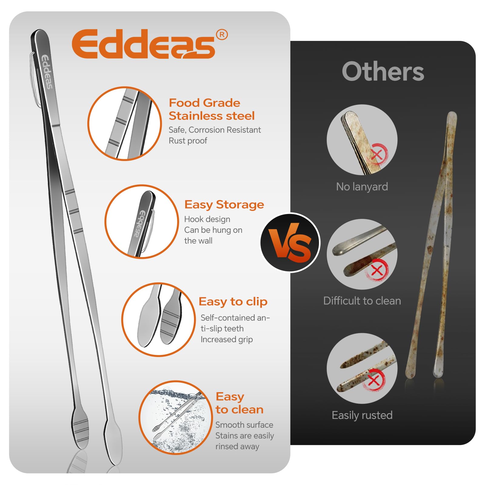 Eddeas pinzas cocina 10 pulgadas ideal para emplatados delicados.