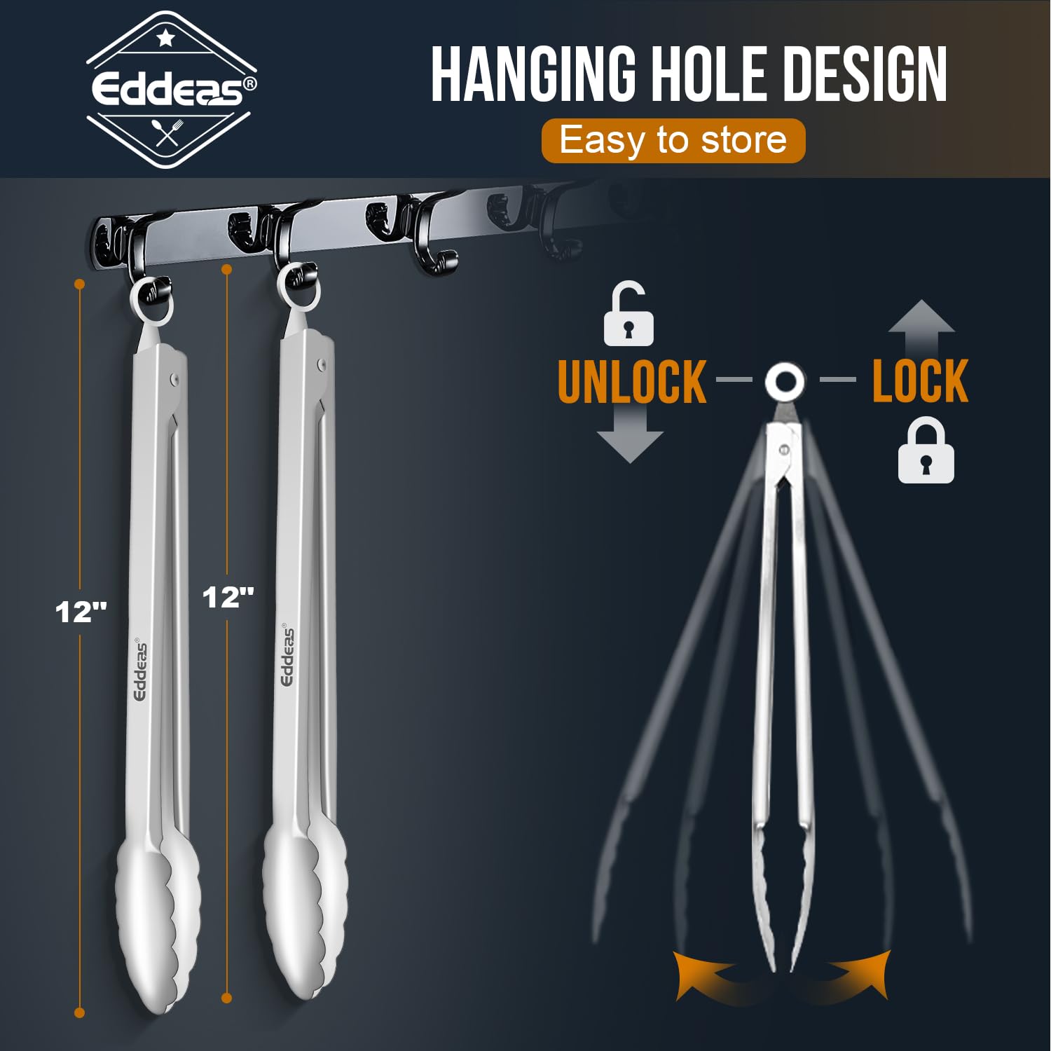 Juego Eddeas de 2 pinzas para cocina y parrilla.