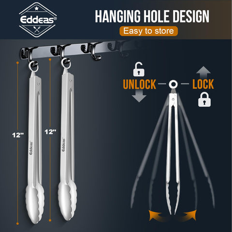 Juego Eddeas de 2 pinzas para cocina y parrilla.