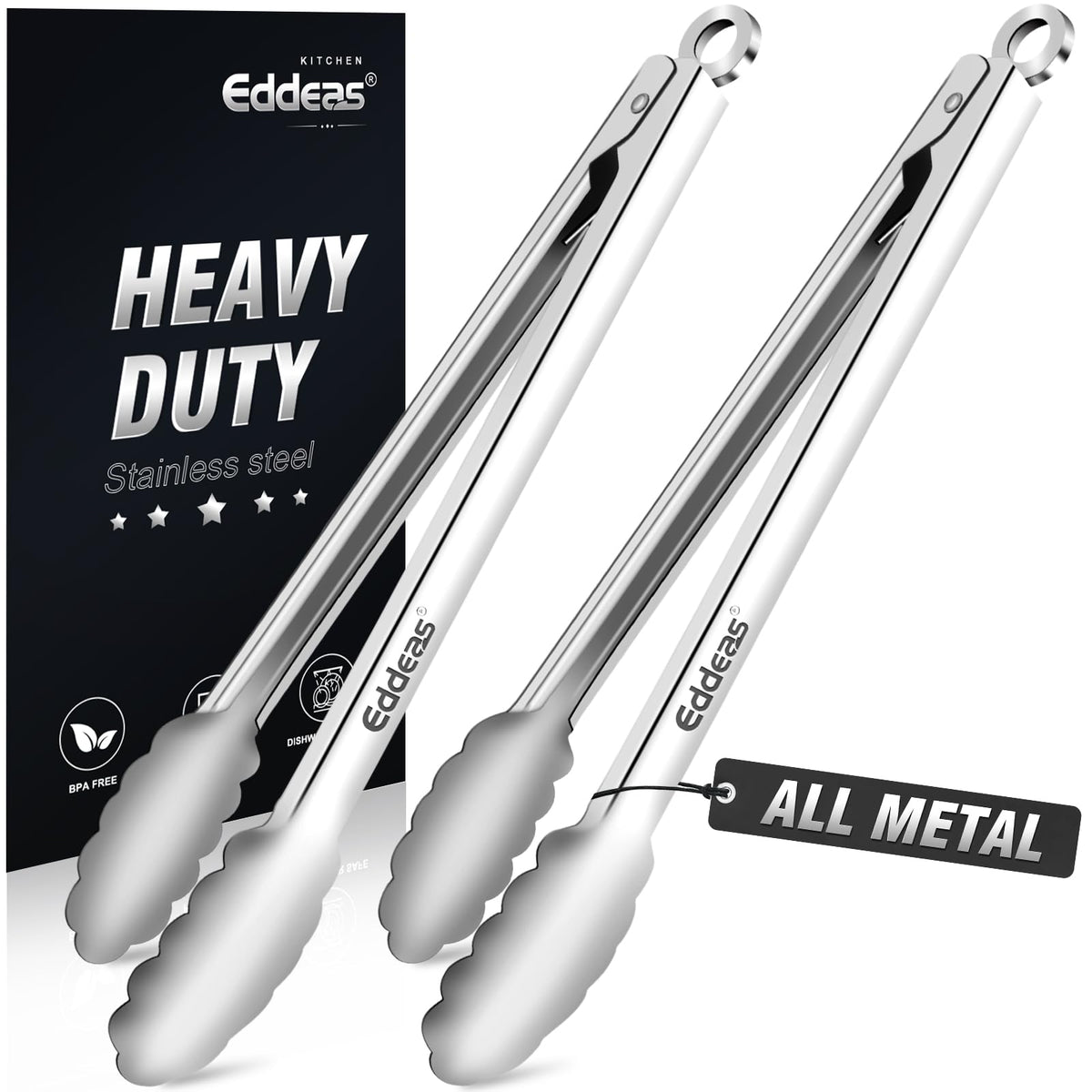 Eddeas pinzas de cocina 12 pulgadas: acero inoxidable para uso diario.