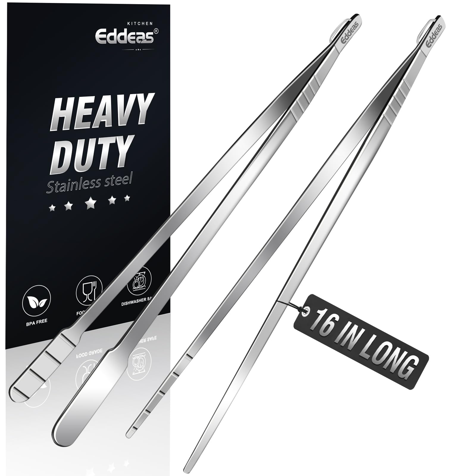 Pinzas Eddeas de 16 pulgadas para uso general en cocina, agarre preciso.