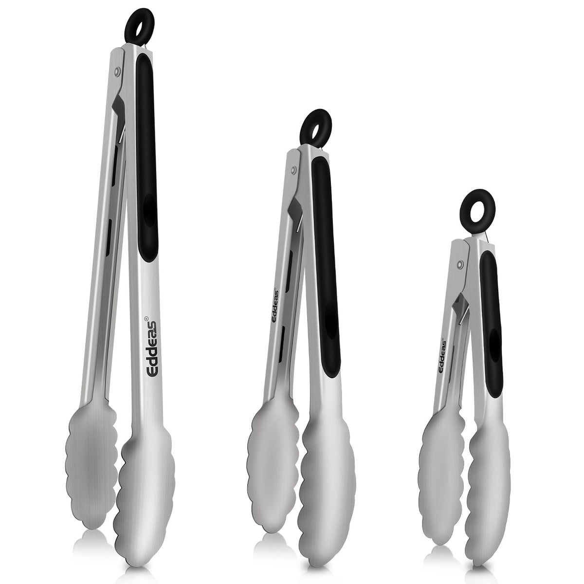 Pinzas Eddeas para cocinar en acero inoxidable resistente al calor.