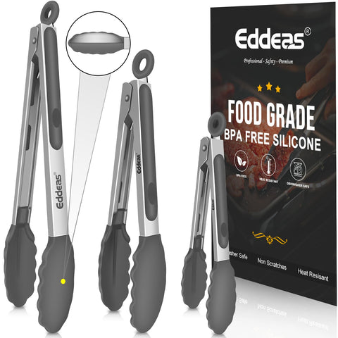 Pinzas de cocina Eddeas con puntas de silicona para evitar rayar sartenes antiadherentes