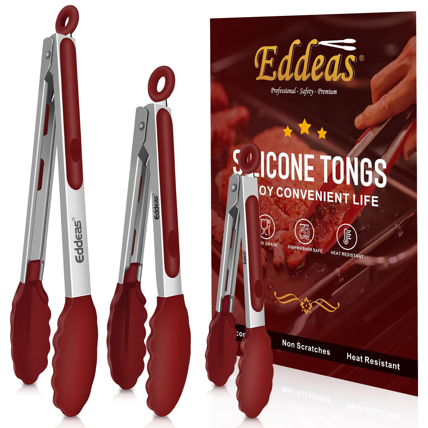 Eddeas pinzas cocina, punta silicona, protege sartenes antiadherentes.