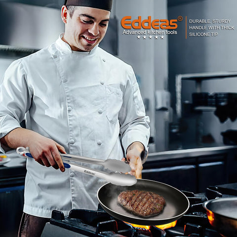 Eddeas pinzas con mango ergonómico, agarre cómodo durante cocción.