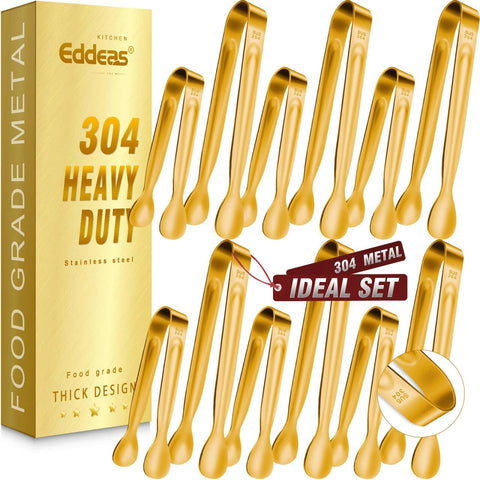 Pinzas Eddeas mini de 6 pulgadas en oro para cubos de hielo, manejo preciso