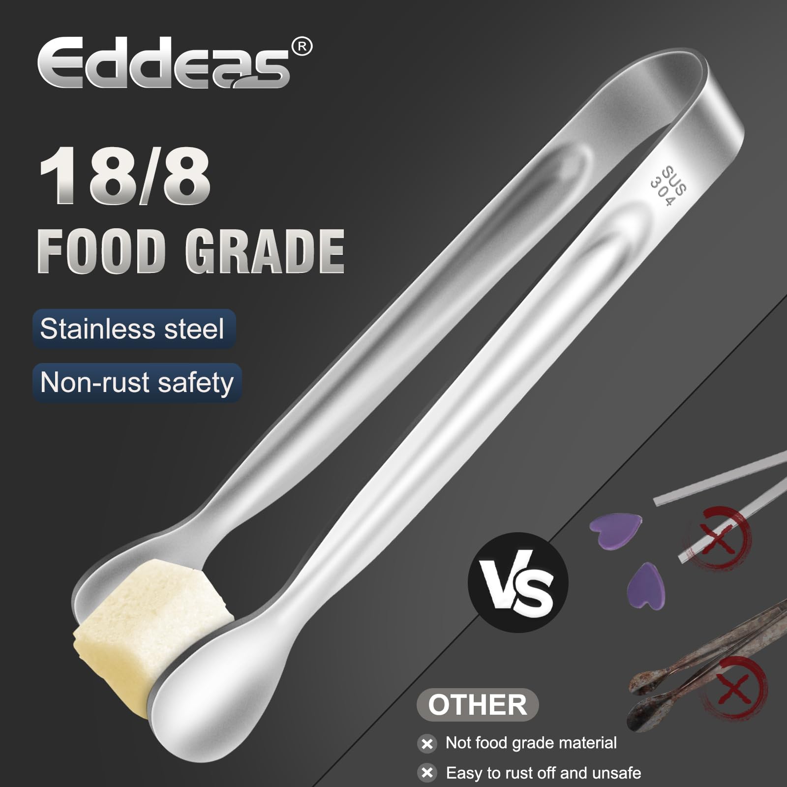 Pinzas mini Eddeas para azúcar, ideales en estaciones de café y eventos.
